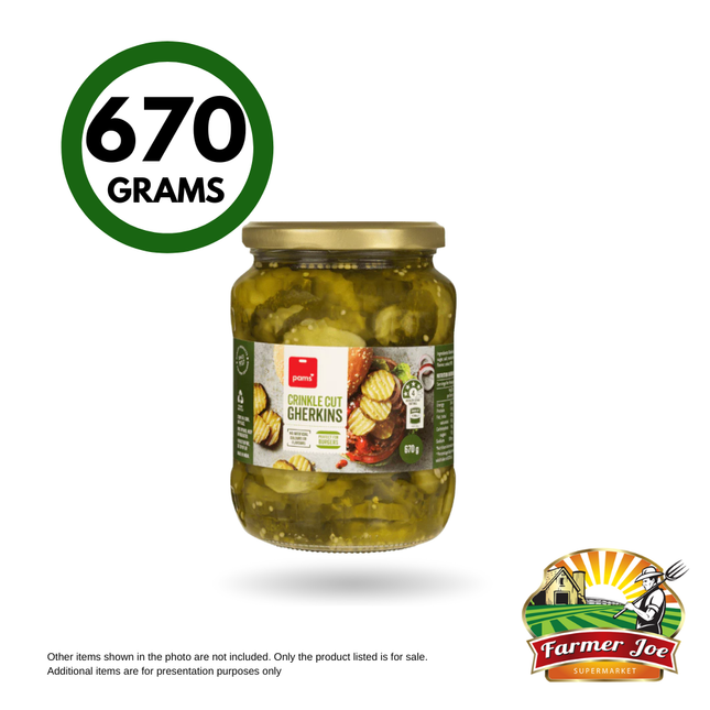 Crinkle Cut Gherkins 670g "PICKUP FROM FARMER JOE SUPERMARKET VAITELE ONLY"