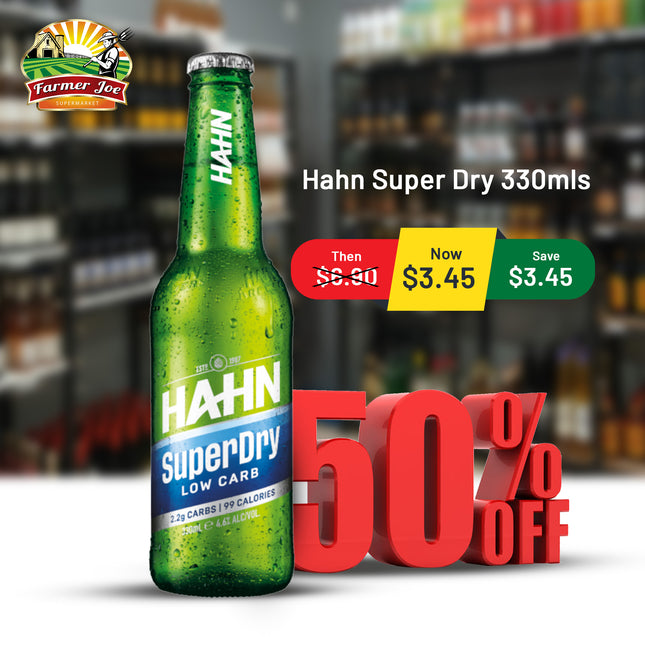 Hahn Super Dry 330mls "PICKUP FROM FARMER JOE SUPERMARKET UPOLU ONLY"