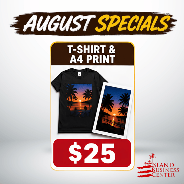 T-Shirt & A4 Print "PICKUP FROM ISLAND BUSINESS CENTER at FUGALEI"