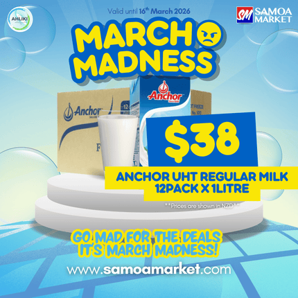 MARCH MADNESS! Anchor UHT Regular Milk 12PACK x 1LITRE "PICKUP FROM AH LIKI WHOLESALE"