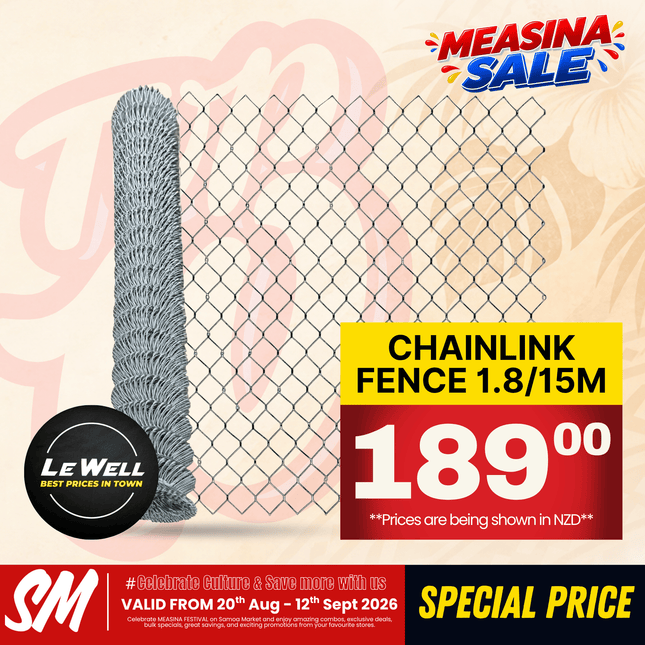TOP 10 SPECIAL! Chainlink Fence 1.8/15m (PICK UP FROM LE WELL COMPANY SAVALALO ONLY)