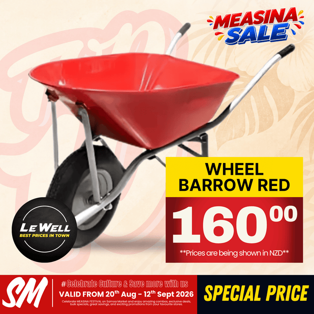 TOP 10 SPECIAL! Wheel Barrow Red (PICK UP FROM LE WELL COMPANY SAVALALO ONLY)