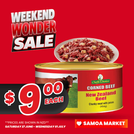 WEEKEND WONDER! Chefs Choice Corned Beef 454g "PICKUP FROM FARMER JOE SUPERMARKET VAITELE ONLY"
