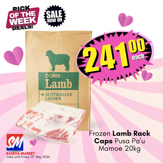 Frozen Lamb Rack Caps Pusa Pa'u Mamoe 20kg [This product is NOT a Pusa Mamoe] "PICKUP FROM AH LIKI WHOLESALE ONLY"