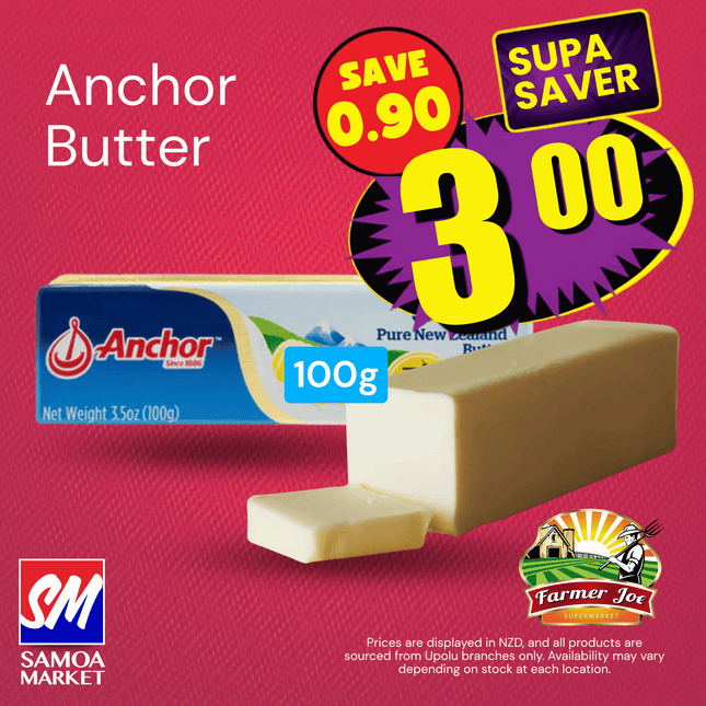 SUPASAVER! Anchor Butter 100g "PICKUP FROM FARMER JOE SUPERMARKET VAITELE ONLY"