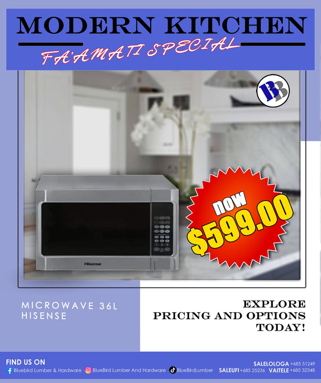 FAAMATI SPECIAL - Microwave 36L Hisense "PICKUP FROM BLUEBIRD LUMBER & HARDWARE"