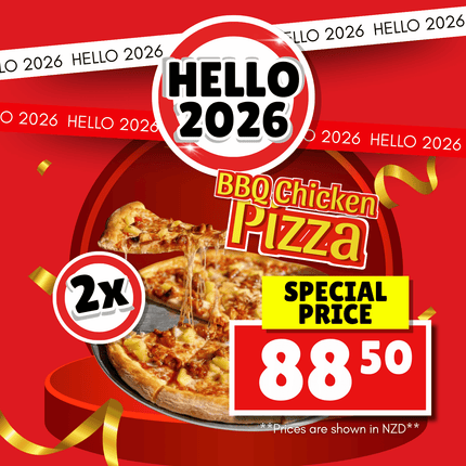 HELLO 2026! 2 x BBQ Chicken Pizza (LARGE) “PICKUP FROM GEORGIES PIZZA TAUFUSI”