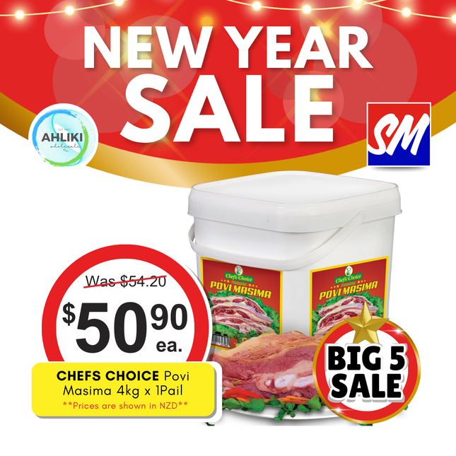 BIG 5 SALE! Chefs Choice Povi Masima 4kg Pail "PICKUP FROM AH LIKI WHOLESALE"