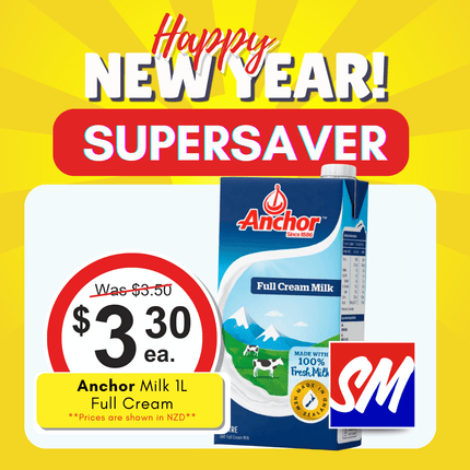 SUPERSAVER! Anchor Milk 1L Full Cream "PICKUP FROM FARMER JOE SUPERMARKET VAITELE ONLY"