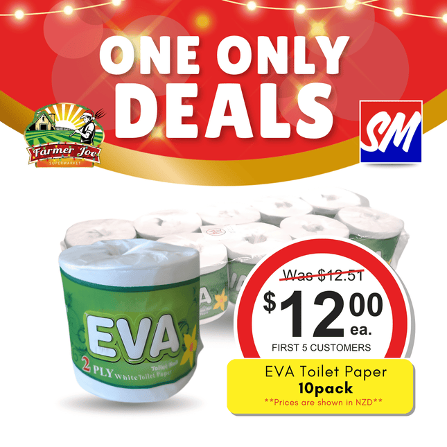 ONE ONLY DEALS! EVA Toilet Paper 10 Rolls 500sht "PICKUP FROM FARMER JOE SUPERMARKET VAITELE ONLY"