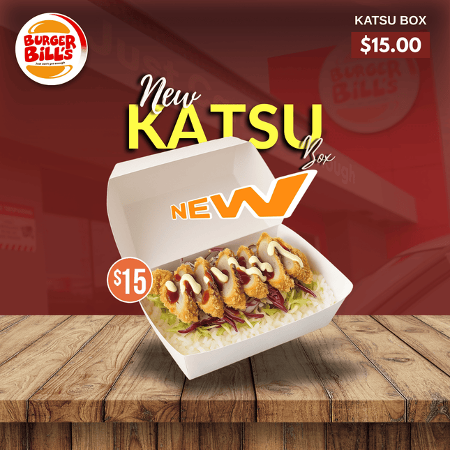 NEW Katsu Box "PICKUP FROM BURGER BILLS VAITELE ONLY"