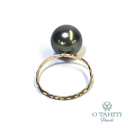 RING HAMMERED 14 CT GOLD FILLED WITH PEARL