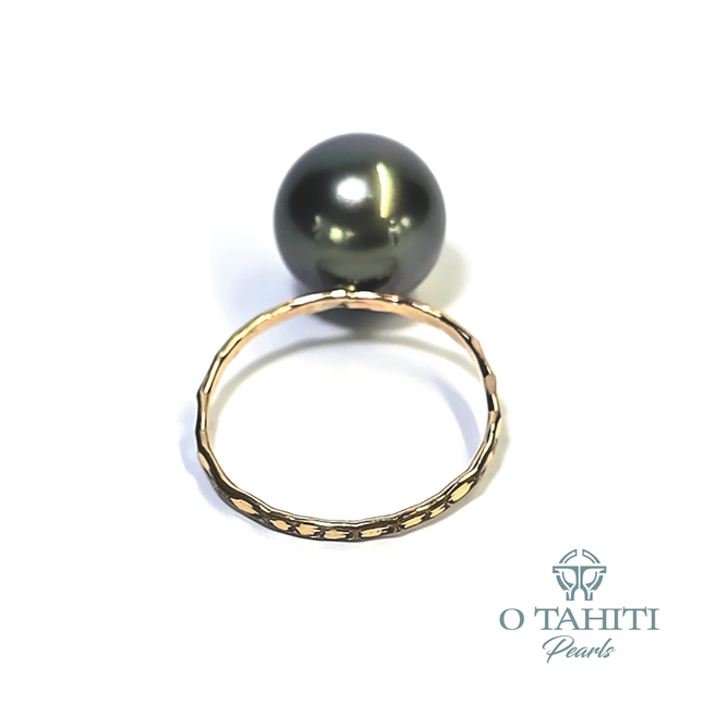 RING HAMMERED 14 CT GOLD FILLED WITH PEARL