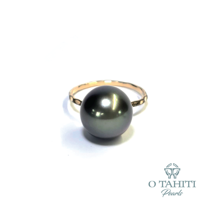 RING HAMMERED 14 CT GOLD FILLED WITH PEARL