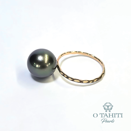 RING HAMMERED 14 CT GOLD FILLED WITH PEARL