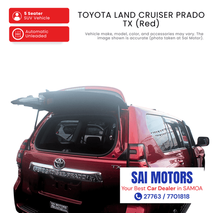 Toyota Land Cruiser Prado TX (Red) "PICKUP FROM SAI MOTOR AT TAUFUSI"