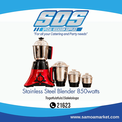 Vision Stainless Steel Blender 850watts "Pick Up From S.O.S LTD, Togafuafua"