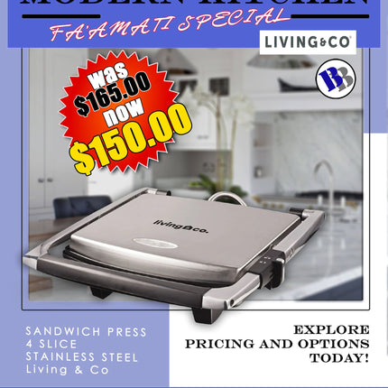 FAAMATI SPECIAL  - Sandwich Press 4 Slice Stainless Steel "PICKUP FROM BLUEBIRD LUMBER & HARDWARE"