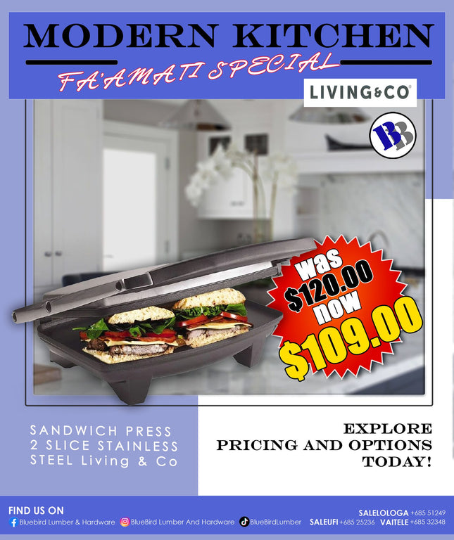 FAAMATI SPECIAL  - Sandwich Press 2 Slice Stainless Steel "PICKUP FROM BLUEBIRD LUMBER & HARDWARE"