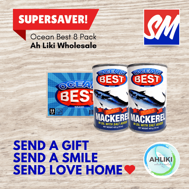Ocean Best Mackerel Natural Oil 425g x 8PACK "PICKUP FROM AH LIKI WHOLESALE"