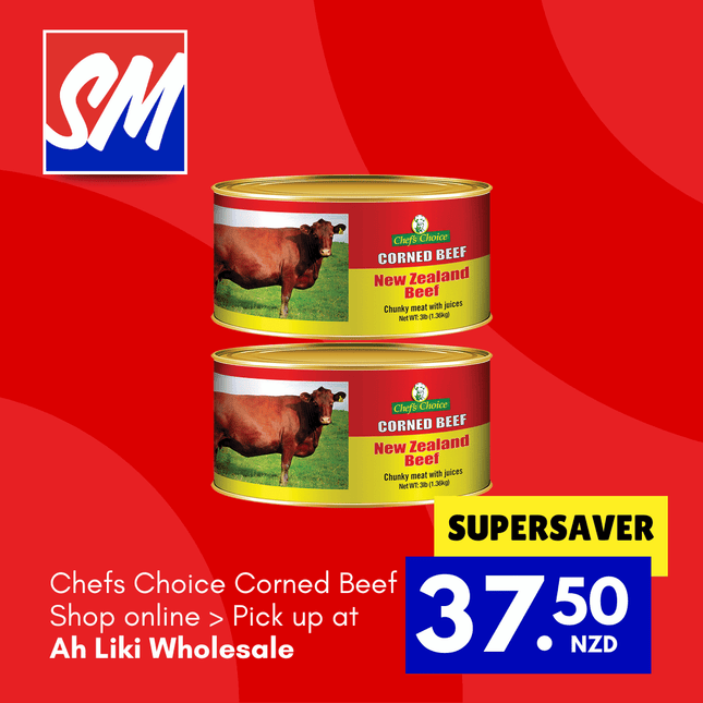 SUPERSAVER! Chefs Choice Corned Beef 2 Apa Pisupo x 3lbs (1.36KG) "PICKUP FROM AH LIKI WHOLESALE"