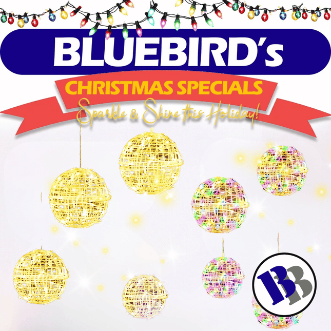 X-MAS DECORATIONS! Mutberg Solar Xmas Ball Light (500 Led) 5pcs/Set - "PICK UP AT BLUEBIRD LUMBER  HARDWARE UPOLU ONLY"