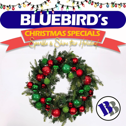 X-MAS DECORATIONS! Mutberg Christmas Wreath 45cm Green & Red - "PICK UP AT BLUEBIRD LUMBER  HARDWARE UPOLU ONLY"