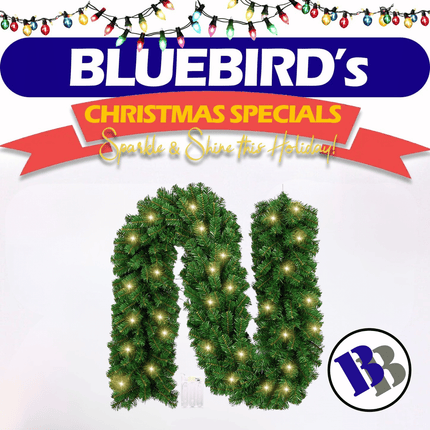 X-MAS DECORATIONS! Mutberg Christmas Garland Green 200x9cm with Card Head - "PICK UP AT BLUEBIRD LUMBER  HARDWARE UPOLU ONLY"