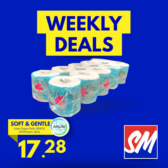 WEDNESDAY WEEKLY DEALS! Soft & Gentle Toilet Paper Rolls 10PACK (450sheets 2ply) "PICKUP FROM AH LIKI WHOLESALE"