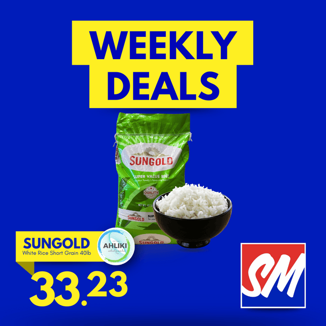 WEDNESDAY WEEKLY DEALS! Sungold White Rice Short Grain 40lb "PICKUP FROM AH LIKI WHOLESALE"