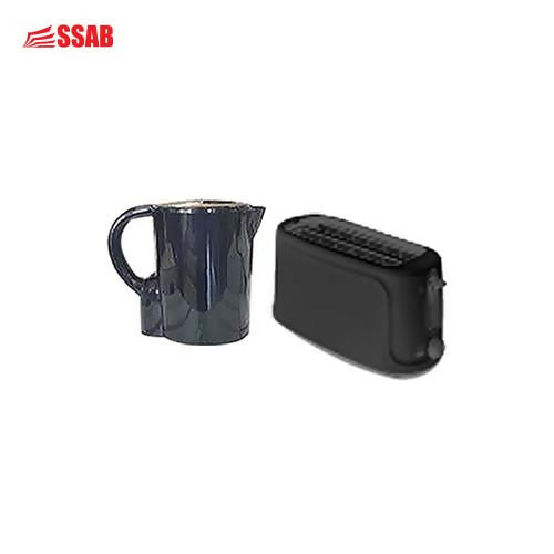 GEVI PLASTIC BLACK KETTLE 1.7L/GEVI 4 SLICE BLACK TOASTER COOL TOUCH