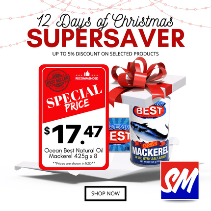 12 DAYS OF CHRISTMAS SUPERSAVERS! Ocean Best Mackerel Natural Oil 425g x 8PACK "PICKUP FROM AH LIKI WHOLESALE"