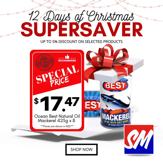 12 DAYS OF CHRISTMAS SUPERSAVERS! Ocean Best Mackerel Natural Oil 425g x 8PACK [NOT AVAIL AT SALELOLOGA] "PICKUP FROM AH LIKI WHOLESALE"