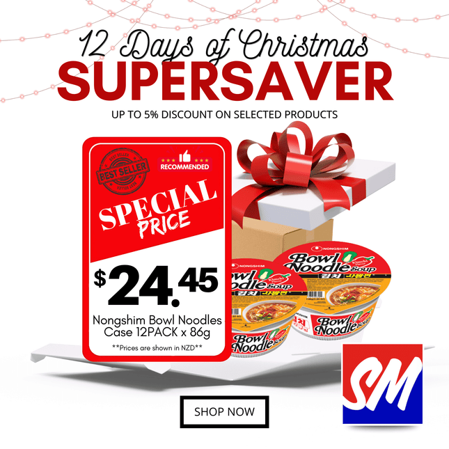 12 DAYS OF CHRISTMAS SUPERSAVERS! Nongshim Bowl Noodles Case 12PACK x 86g Assorted "PICKUP FROM AH LIKI WHOLESALE"