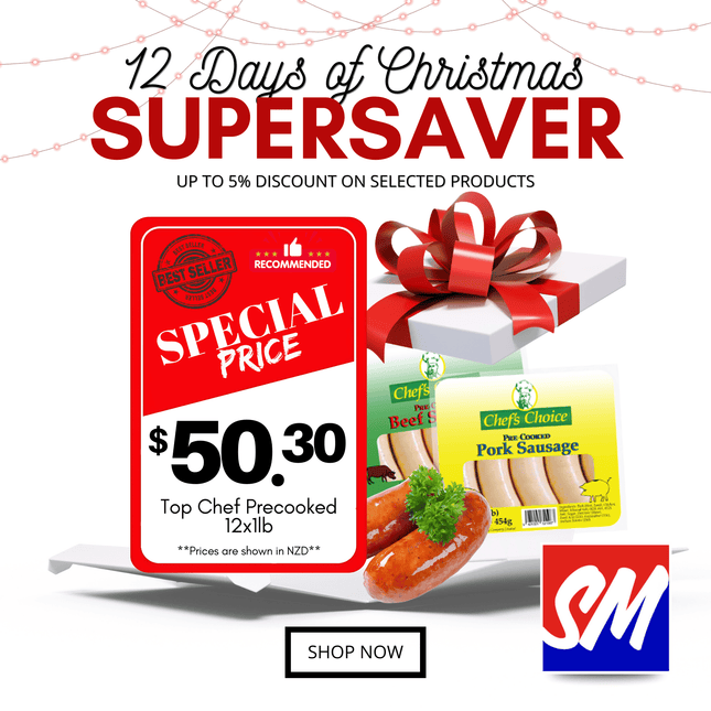 12 DAYS OF CHRISTMAS SUPERSAVERS! Top Chef Precooked Sausages 12PACK x 1LB "PICKUP FROM AH LIKI WHOLESALE"