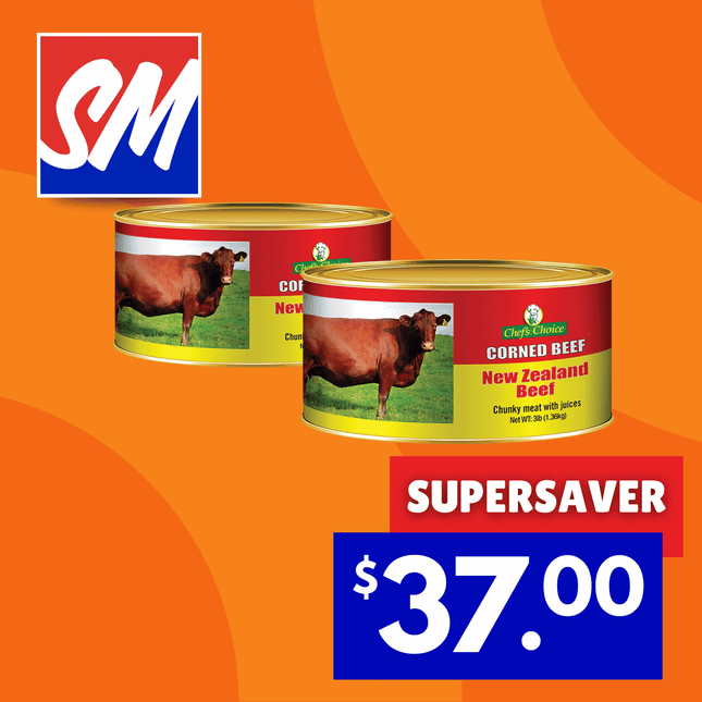 SUPERSAVER! Chefs Choice Corned Beef 2 Apa Pisupo x 3lbs (1.36KG) "PICKUP FROM AH LIKI WHOLESALE"