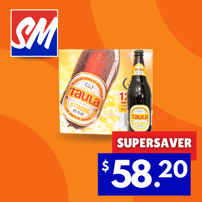 SUPERSAVER! Samoa Taula Strong Lager Beer 660ml x 12PACK 21+ ONLY [NOT AVAIL AT HQ] "PICKUP FROM AH LIKI WHOLESALE"