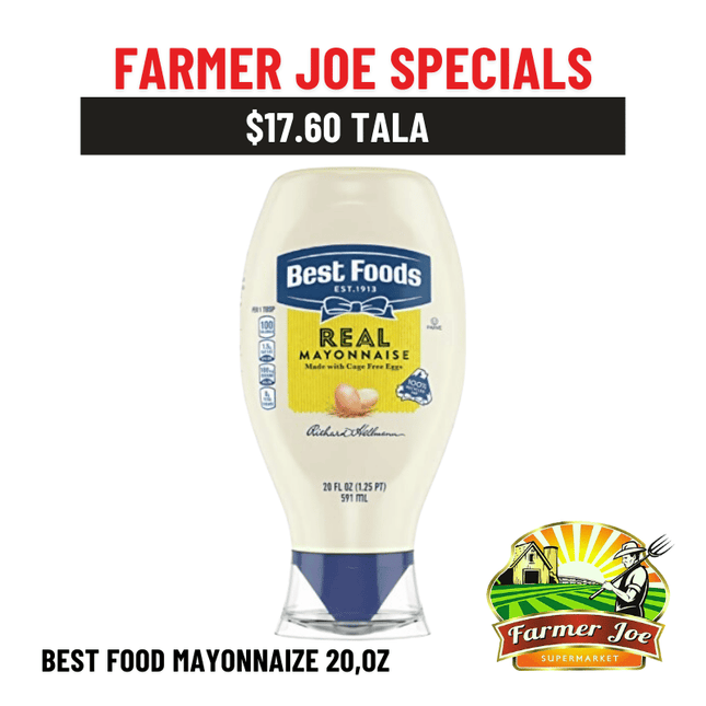 Best Food Real Mayonnaise 20oz "PICKUP FROM FARMER JOE SUPERMARKET UPOLU ONLY" - Samoamarket.com