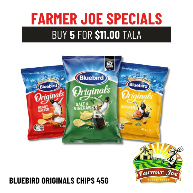 Bluebird Chips 45g x 5pk "PICKUP FROM FARMER JOE SUPERMARKET UPOLU ONLY" - Samoamarket.com