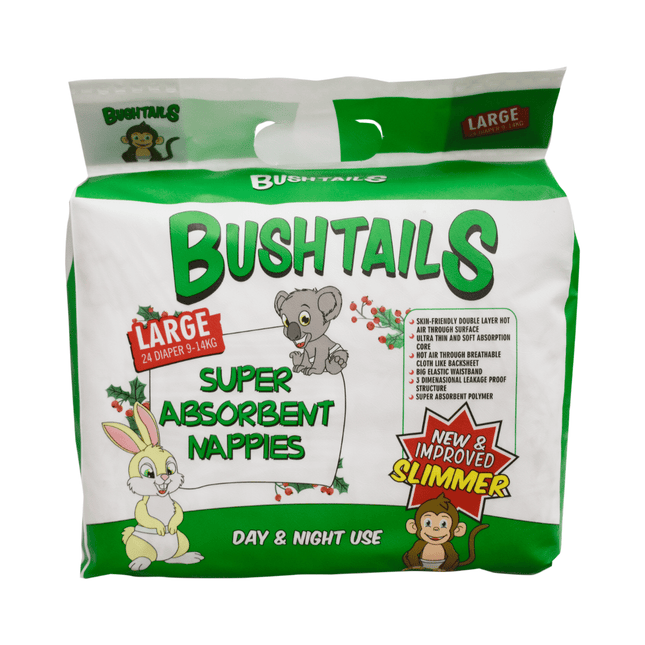 Bushtail Baby Diaper - Large 24x6PACK "PICKUP FROM AH LIKI WHOLESALE" - Samoamarket.com