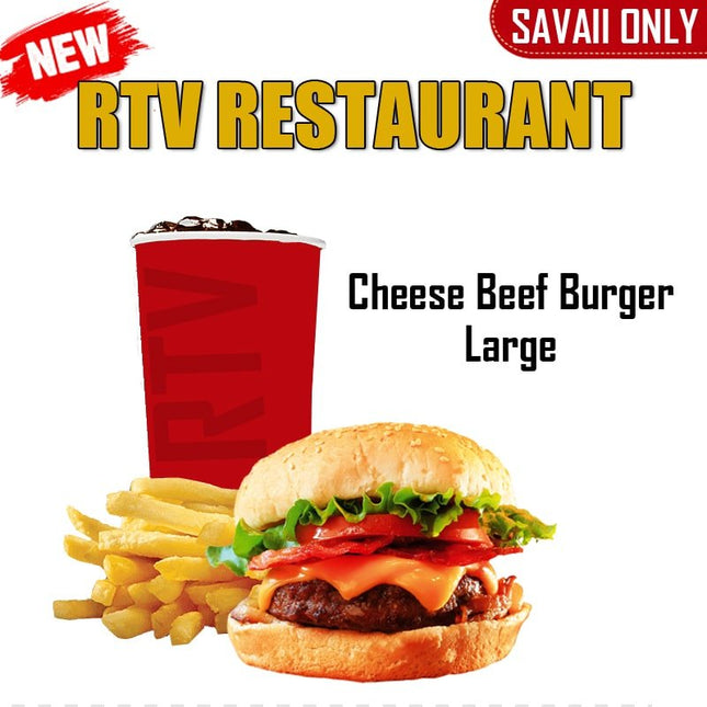 Cheese Beef Burger LRG "PICKUP FROM RTV SALELOLOGA" - Samoamarket.com