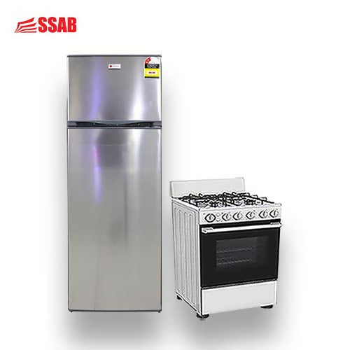 COOLEX STAINLESS STEEL202L FRIDGE/COOLEX FREESTANDING FULL GAS 4 BURNER OVEN