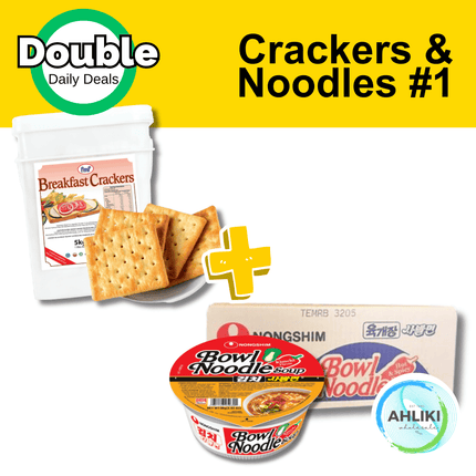 Double Daily Deal (Crackers & Noodles #1) 1 x Nongshim Bowl Noodles 12x86g & 1 x FMF Breakfast Crackers 5kg - "PICKUP FROM AH LIKI WHOLESALE" - Samoamarket.com