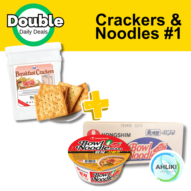 Double Daily Deal (Crackers & Noodles #1) 1 x Nongshim Bowl Noodles 12x86g & 1 x FMF Breakfast Crackers 5kg - "PICKUP FROM AH LIKI WHOLESALE" - Samoamarket.com
