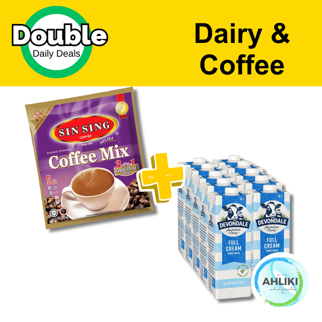 Double Daily Deal (Dairy & Coffee) 1 x Devondale Milk 10x1L & 1 x Sin Sing Coffee Mix - "PICKUP FROM AH LIKI WHOLESALE" - Samoamarket.com