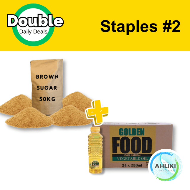 Double Daily Deal (Staples #2) 1 x Raw Brown Sugar 50kg & Golden Cooking Oil 24x250mls - "PICKUP FROM AH LIKI WHOLESALE" - Samoamarket.com
