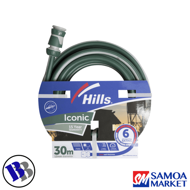 Garden Hose FITTED 1/2"x30m - HILLS "PICKUP FROM BLUEBIRD LUMBER & HARDWARE" - Samoamarket.com