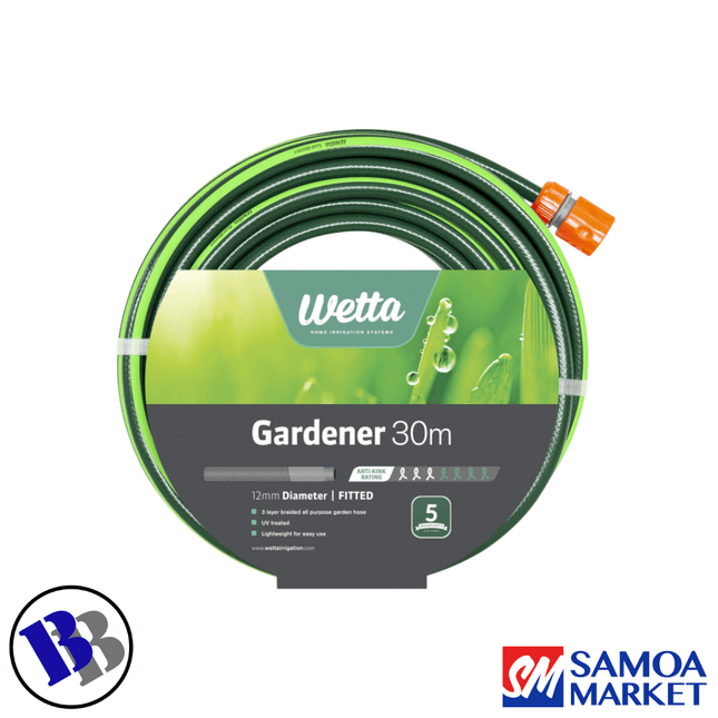 Garden Hose FITTED 1/2"X30m - WETTA "PICKUP FROM BLUEBIRD LUMBER & HARDWARE" - Samoamarket.com