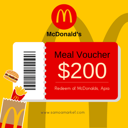Gift Voucher - $200 Tala worth of food at McDonald's, Apia - Samoamarket.com