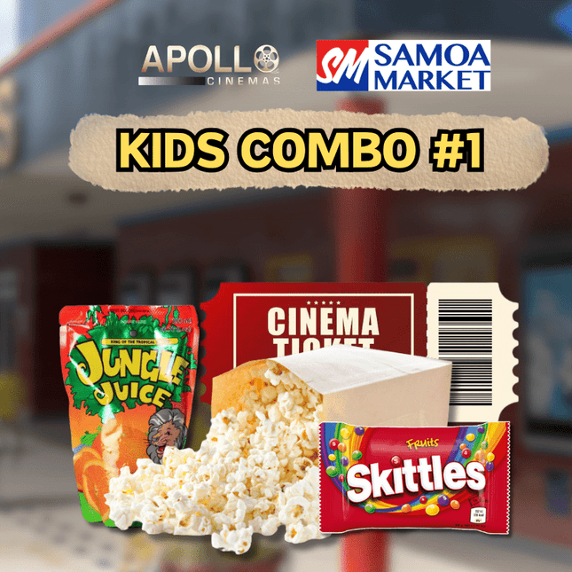 Kids Combo #1 - "1 X KIDS TICKET, 1 X SKITTLES, 1 X MED. POPCORN, 1 X SML JUNGLE JUICE" - Samoamarket.com